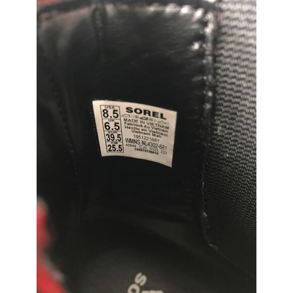 Sorel Women's 8.5 Red Black Chelsea Brex Waterproof Ankle Boots Winter Fall - Picture 7 of 8